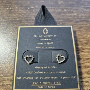 Heart Cubic Zirconia Stud Earrings 18k Gold Dipped Sterling Posts